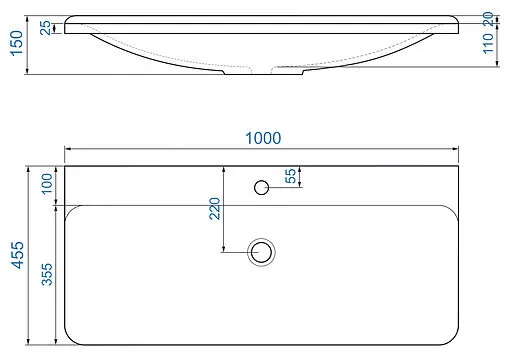 Раковина Raval Solo 100 белый Solo.08.100/W/RL