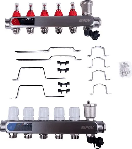 Группа коллекторная с расходомерами 5 отводов 1&quot;в/в x ¾&quot;ек FDV S1103C-2/5