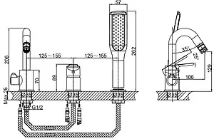Смеситель на борт ванны на 3 отверстия D&K Rhein Marx хром DA1394901 Смеситель на борт ванны на 3 отверстия D&K Rhein Marx хром DA1394901, 2