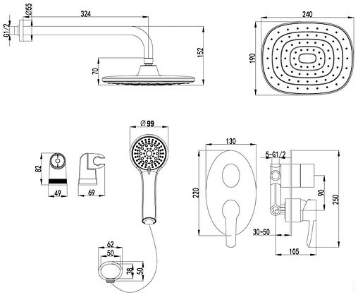 Душевая система со смесителем для душа Lemark Atlantiss хром LM3229C