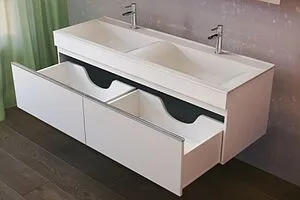 Тумба-умывальник подвесная Raval Twins (Pulsus) 140 белый Pul.01.140/P/W+Pul.08.140/W, 3