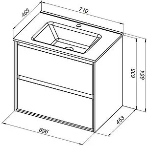 Тумба-умывальник подвесная Aquanet Милан 70 белый глянец 00336368+00284027, 2