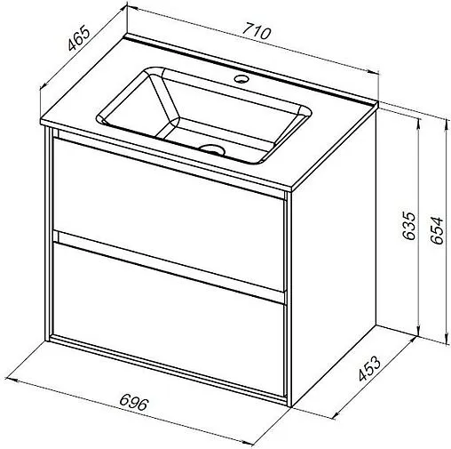 Тумба-умывальник подвесная Aquanet Милан 70 белый глянец 00336368+00284027