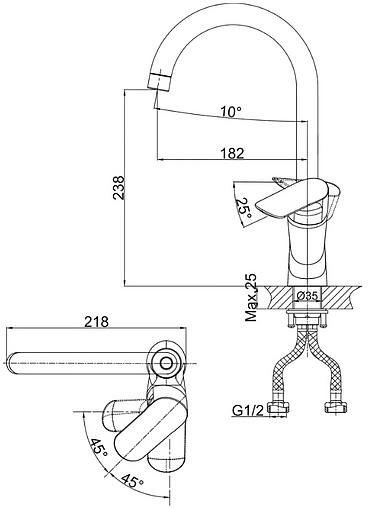 Смеситель для кухни D&amp;K Venice Baciano хром DA1032401