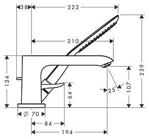 Смеситель на борт ванны на 3 отверстия Hansgrohe Metris хром 31190000, 2