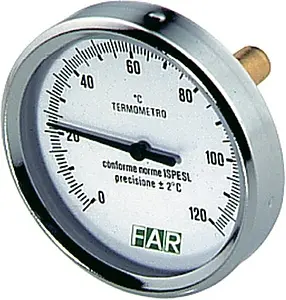 Термометр биметаллический Far 80мм 120°С гильза 50мм ½&quot; FA 2600, 1
