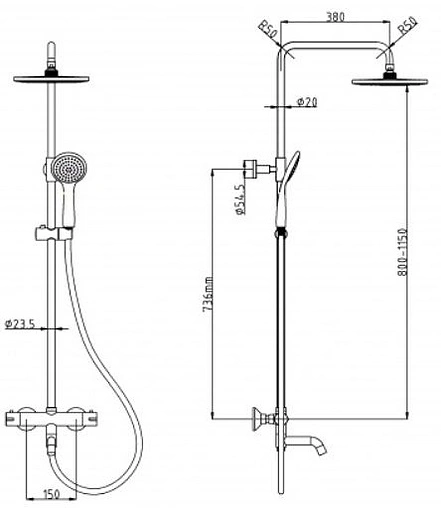 Душевая система с термостатом для ванны SMARTsant Смарт хром SM1209AA