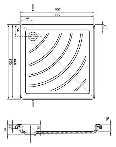 Поддон для душа Ravak Angela-90 LA A017701220