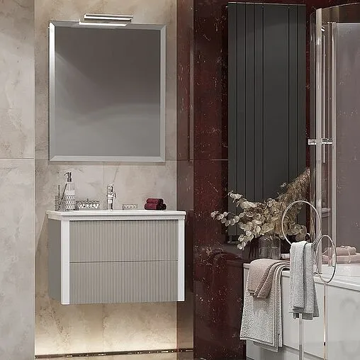 Тумба под умывальник подвесная Opadiris Рубинно 80 серый глянцевый 00-00007340