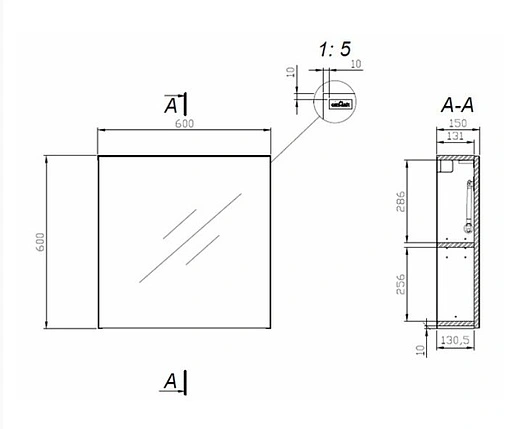 Шкаф-зеркало Cersanit Colour 60 белый P-LS-COL