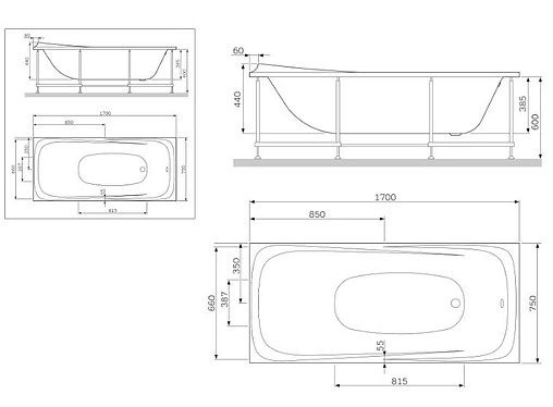 Панель для ванны фронтальная Am.Pm Sensation 170 белый W30A-170-075W-P