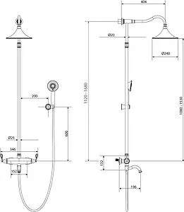 Душевая система со смесителем для ванны Lemark Prime чёрный/розовое золото LM6162BRG, 2