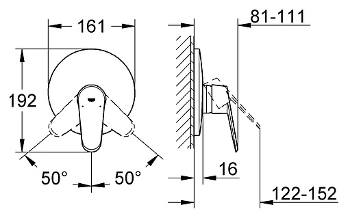 Смеситель для душа скрытого монтажа Grohe Eurodisc Cosmopolitan хром 19549002