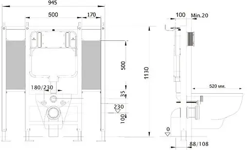 Инсталляция для подвесного унитаза Aquatek INS-0000015