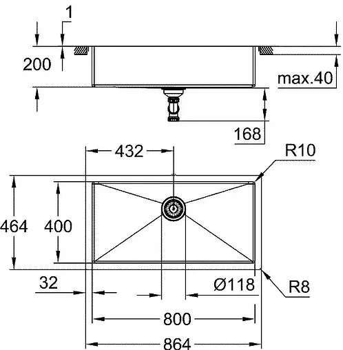 Мойка кухонная Grohe K700-86.4 нержавеющая сталь 31580SD1