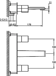 Смеситель для раковины из стены BelBagno Arlie хром ARL-BLI-CRM Смеситель для раковины из стены BelBagno Arlie хром ARL-BLI-CRM, 2