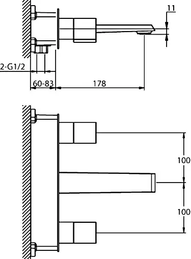 Смеситель для раковины из стены BelBagno Arlie хром ARL-BLI-CRM