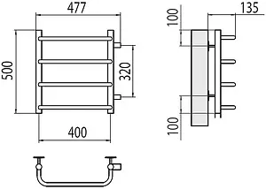 Полотенцесушитель водяной лесенка Terminus Стандарт П4 400х500 бп320 полированная сталь 4670078530301, 2