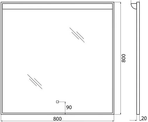 Зеркало с подсветкой BelBagno UNO 80x80 сатин SPC-UNO-800-800-TCH