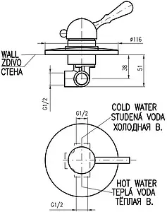Смеситель для душа скрытого монтажа Rav Slezak Labe бронза L083LSM, 2