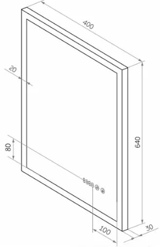 Зеркало с подсветкой Continent Naomi Led 40x64 с часами белый ЗЛП2100