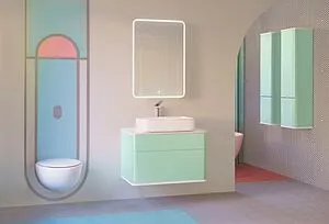 Шкаф-зеркало Jorno Pastel 46 бирюзовый бриз Pas.03.46/BL, 5