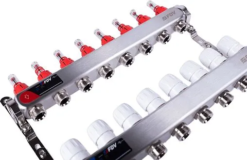 Группа коллекторная с расходомерами 8 отводов 1&quot;в/в x ¾&quot;ек FDV S1101A-⅛