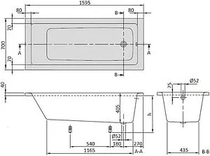 Ванна акриловая Villeroy&Boch Targa Plus 160x70 альпийский белый UBA167NES2V01+U99740000 Ванна акриловая Villeroy&Boch Targa Plus 160x70 альпийский белый UBA167NES2V01+U99740000, 2