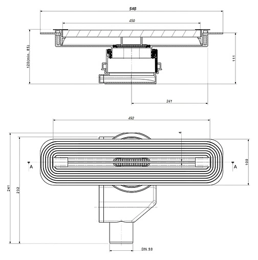 Лоток душевой Set 450мм h=72мм 0.8л/сек Pestan Confluo Slim Line 450 13100031 Лоток душевой Set 450мм h=72мм 0.8л/сек Pestan Confluo Slim Line 450 13100031