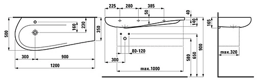 Раковина Laufen Alessi 120 L c покрытием LCC белый 8.1497.3.400.104.1