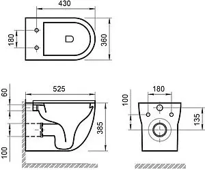 Комплект 5 в 1 BelBagno Onda BB066CHR/BB870SC/BB002-80/BB014-SR-BIANCO с кнопкой белый глянцевый, 4
