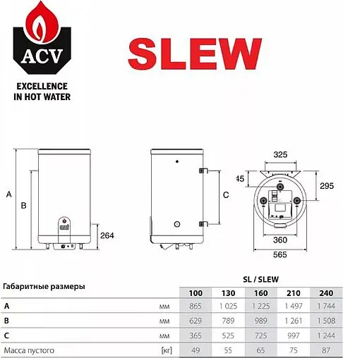 Бойлер комбинированного нагрева ACV Smart Line SLEW 100 (23 кВт) 06623501
