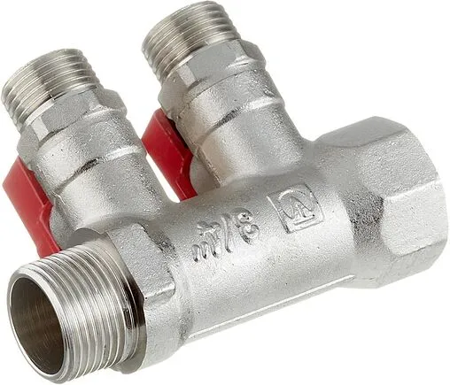 Коллектор запорный проходной 2 отвода ¾"в/н x ½"к Valtec VTc.580.N.0502 Коллектор запорный проходной 2 отвода ¾"в/н x ½"к Valtec VTc.580.N.0502