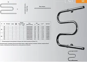 Полотенцесушитель водяной Тругор М-образный 500x500 полированная сталь М1/50/50 Полотенцесушитель водяной Тругор М-образный 500x500 полированная сталь М1/50/50, 2