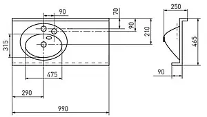 Раковина Aquaton Отель 100 R белый 1A70083NOT01R, 2