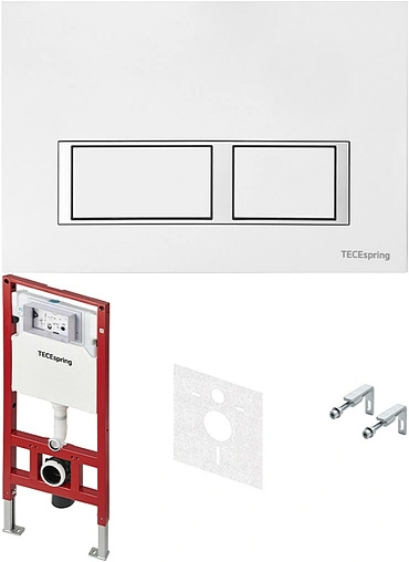 Инсталляция для подвесного унитаза Set 4 в 1 TECEspring V K955203 с кнопкой белый глянцевый