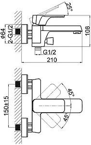 Смеситель для ванны D&K Berlin Freie хром DA1433201 Смеситель для ванны D&K Berlin Freie хром DA1433201, 2