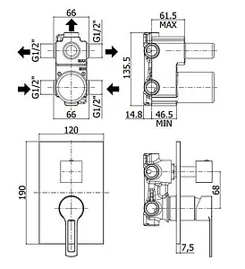 Смеситель для ванны скрытого монтажа Paffoni Ringo чёрный матовый RIN019NO/M Смеситель для ванны скрытого монтажа Paffoni Ringo чёрный матовый RIN019NO/M, 2