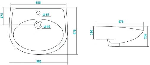 Раковина Santek Бореаль 60 белый 1WH110484