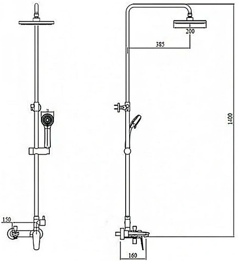 Душевая система со смесителем для ванны SMARTsant Инлайн хром SM1507AA