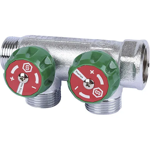 Коллектор регулирующий проходной 2 отвода ¾&quot;в/н x ¾&quot;ек Stout SMB-6850-343402