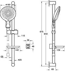 Душевая стойка VitrA Samba 5F хром A45655EXP Душевая стойка VitrA Samba 5F хром A45655EXP, 2