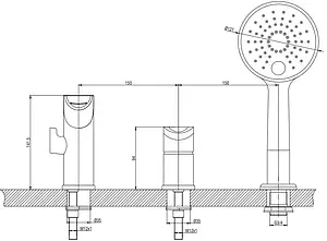 Смеситель на борт ванны на 3 отверстия Gross Aqua Space хром 1209288C Смеситель на борт ванны на 3 отверстия Gross Aqua Space хром 1209288C, 2
