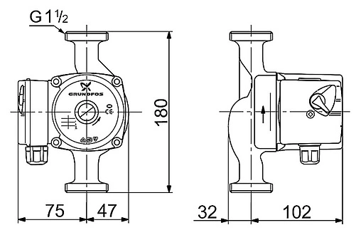 Насос циркуляционный Grundfos UPS 25-40 180 96281375