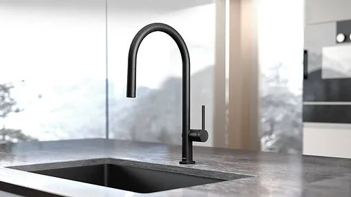 Смеситель для кухни с выдвижным изливом Hansgrohe Talis M54 210 2jet чёрный матовый 72800670