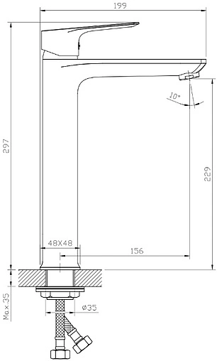 Смеситель для раковины Rossinka хром RS27-14 Смеситель для раковины Rossinka хром RS27-14