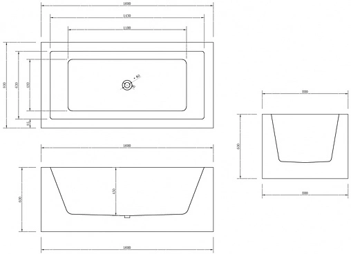 Ванна акриловая отдельностоящая Abber 160х80 AB9406-1.6