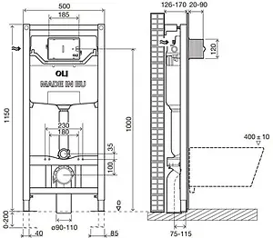 Инсталляция для подвесного унитаза OLI 120 Eco 879235 Инсталляция для подвесного унитаза OLI 120 Eco 879235, 2
