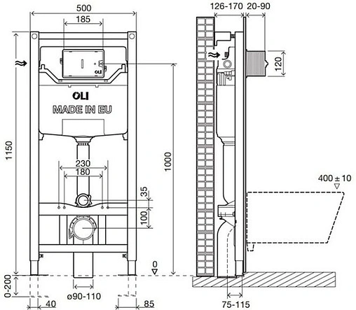 Инсталляция для подвесного унитаза OLI 120 Eco 879235