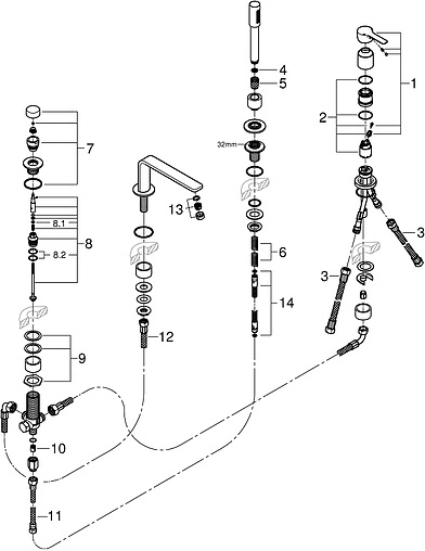 Смеситель на борт ванны на 4 отверстия Grohe Lineare хром 19577001